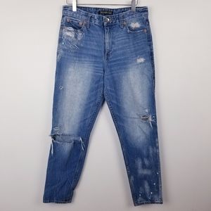 A&F Destroyed High Rise Girlfriend Jeans